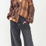 Free People NWOT  Sepia Plaid Cardigan Photo 0