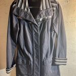 prAna Grey Coat with Striped Collar, stripe details at collar and cuffs, longer Photo 0