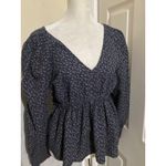 Madewell  Tie-Back Peplum V Neck Floral Print Long Sleeve Top Campden Daisies M Photo 2