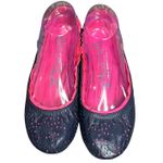 Ballasox Portable Ballet Flats Womens 8 Navy Blue Soft Leather Foldable Shoes Photo 2