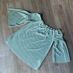 Cotton Blue Shimmery Flare-sleeved Ribbed Shirt Photo 3