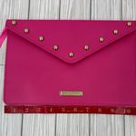 Juicy Couture envelope clutch pochette wristlet gold studs hot pink bag coquette Photo 6