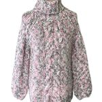 POL Chunky Knit Turtleneck Sweater - Pink and Gray Photo 3