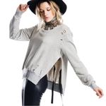 Pam & Gela Juicy Couture Distressed Tie Side V Neck Sweatshirt Oversized Small Photo 0