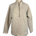 Sherpa Fleece Quarter Zip Pullover Oatmeal Heather Cream Womens Size Large Cozy Tan Photo 0