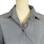 Pink Tartan mini houndstooth long sleeve button down collared shirt women's 8 Gray Photo 4