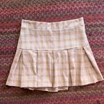 Papaya TAN WHITE PLAID SCHOOL GIRL PLEATED SKIRT Photo 0