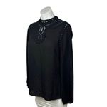 Daniel Rainn Anthropologie  Black Boho Lace Long Sleeve Mock Neck Blouse Top Sz M Photo 1