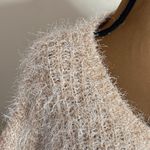 She & Sky copper shimmer white fuzzy chunky knit v-neck boxy sweater size M Photo 5