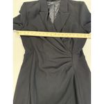 MNG Blazer Dress Women 8 Back Zip V Neck Lapel Faux Wrap Workwear Career Wedding Black Photo 5