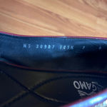 Salvatore Ferragamo  Women's Black and Burgundy Tweed Flats Photo 5