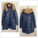 Guess Navy Faux Fur Hooded Puffer Coat XL Photo 1