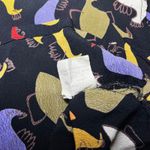 Vintage Loco Lindo Black Abstract Bird Print Sleeveless Button Up Shirt Large Photo 5