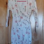 Frederick's of Hollywood New Juniors  Floral Pink & Cream Faux Wrap Dress 3/4 Photo 0
