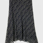 Vintage 100% Silk Black & White Patterned Handkerchief Hem Midi Skirt Size M Photo 0