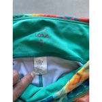 Pink Lotus Women's Teal Pink Geometric Capri Leggings Size M Photo 3