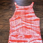 BCBGMAXAZRIA • orange white sundress drop waist halter neck tribal print summer Photo 11