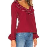 Tularosa  Heather Blouse Ruffle Collar Tassel Tie Back Red Size L Photo 2