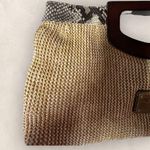 Nicole Miller  Straw Wood Handle Snap Closure Clutch Photo 4