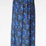 Leslie Fay Vintage Black & Blue Floral Pleated Midi Skirt Size 14P Photo 1