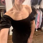 HYFVE Cute Black Velvet Blouse Top Photo 0