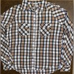 BKE  Boyfriend Long Sleeve Lightweight Plaid Flannel Button Down - size large Photo 3