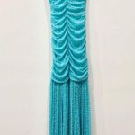 Ganni NWT Sleeveless Halter Ruched Mermaid Maxi Dress Blue Curacao Womens 34/2-4 Photo 0