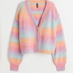 H&M pastel rainbow cardigan button down sweater vneck jacquard knit long sleeve Photo 6
