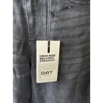 NWT OAT New York High Rise Relaxed Straight Embellished Jewels Denim Jeans 25 Black Photo 3