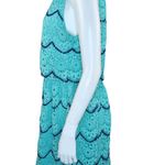 Luxology Womens 14 Blue Teal Crochet Lace Sleeveless Midi Dress Elastic Waist Photo 10