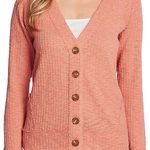 Vince Camuto Two By Women’s Long Sleeve Coral Button Up Light Cardigan Photo 1