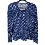 J. McLaughlin  Crewneck Sweater Button Sleeves Blue White Size XL Photo 2