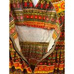 Vintage Groovy Floral Bark/ Lava Cloth Handmade Maxi Dress S/M Orange Photo 4