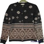 Eddie Bauer Vintage Grey/Brown Fair Isle Wool Alpaca Cardigan Size Medium Photo 0