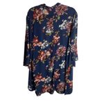 Pink Clover  Size Small Maples Open Front Floral Kimono Cardigan Navy Blue Swim Photo 2