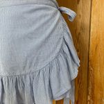 Wonderly  Blue Stripe Wrap Ruffle Skirt - Size Medium Photo 7