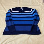 Liz & Co . Women’s Blue Striped Sweater Photo 0