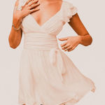 Selfie Leslie  Whimsy Ruffle Shoulder Dress – White Soft-Girl Bridalcore Mini XS Photo 0