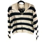 Universal Threads Universal Thread Womens Striped Cropped V-Neck Polo Sweater Ivory Black Size S Photo 1