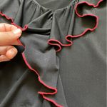 Vintage Y2K Nally & Millie Flare 3/4 Bell Sleeve Red Ruffle Trim V Neck Blouse Black Size L Photo 7