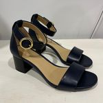 Michael Kors Navy Blue With Gold Buckle Heels Photo 0