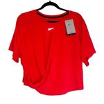 Nike NWT One Luxe Twist Dri-Fit Short Sleeve Top Color Chile Red SZ-1X Photo 4