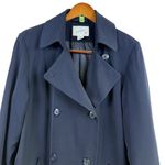 Jacqueline Ferrar Vtg Navy Double Breasted Trench Coat Women’s Belted Classic 12 Photo 5