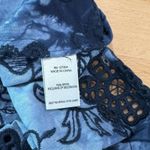 John Mark NWT Blue Boxy Watercolor Top Embroidered Eyelet Floral Lace Blouse L Photo 7