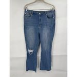 Avec Les Filles  High Rise‎ Straight Jeans Size 30 Distressed Cropped Blue Denim Photo 2