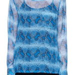 Equipment 100% Silk Blue Python Print Sheer Blouse Size Small Photo 0
