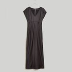 Madewell  Black Wide V-Neck Midi Dress Size 00 Photo 5