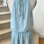 Ramy Brook Macy Ice Light Aqua Blue Mini Gathered Blouson Sleeveless Dress Photo 2