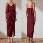 Shona joy NWT  Burgundy Luxe Cocktail Frill Drape Dress Size 4 Photo 1