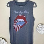 The Rolling Stones NTM:  Red, White & Blue Lips Graphic Gray Muscle Tank Top Sz L Photo 0